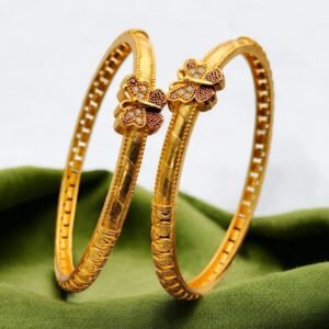 Royal Etched Gold Plated Bangles – Timeless Design (1 Pair)