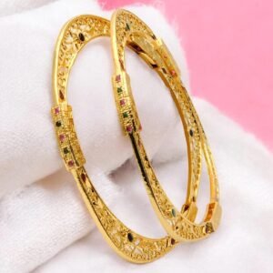 Elegant filigree bangles with multicolor CZ stones by Vishva Fashion