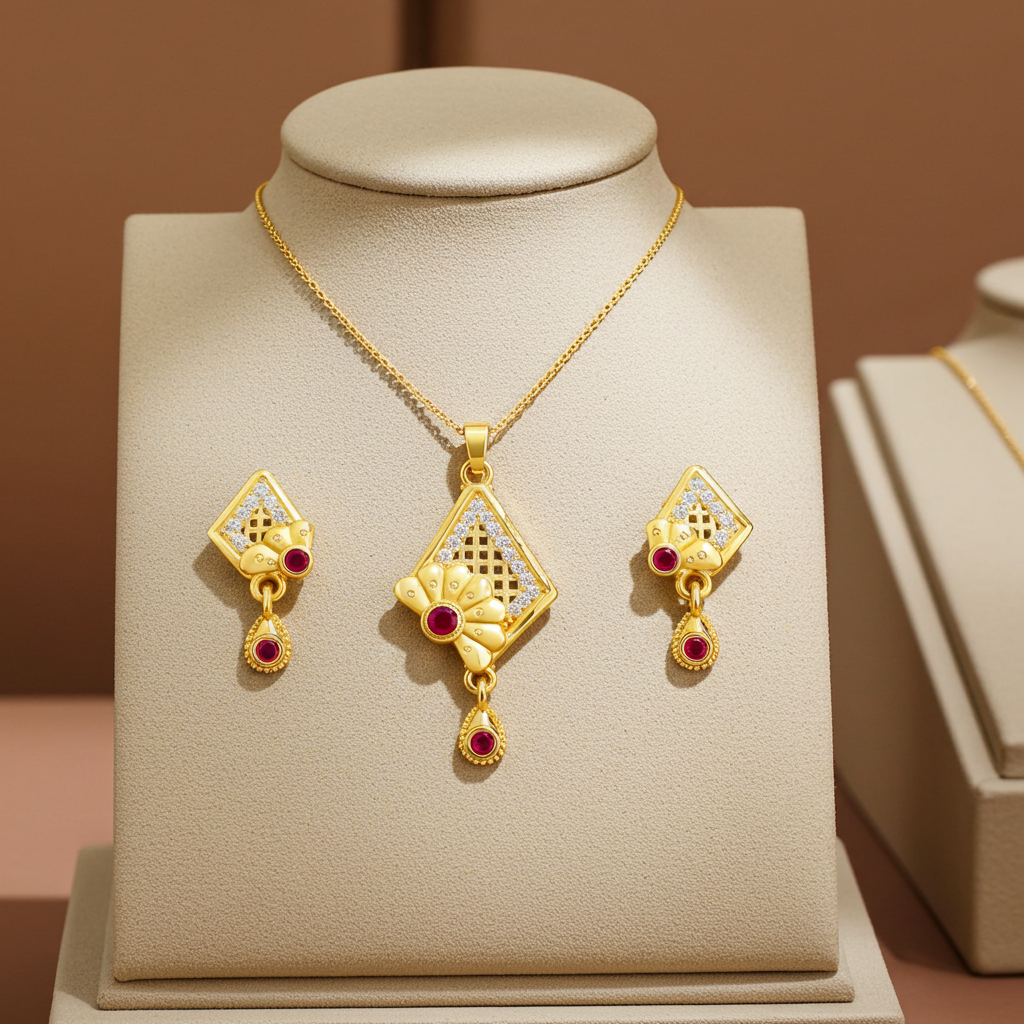 Buy-Gold-Pendant-Set-with-Earrings-Online-edited_3 (1) gold pendant set with earrings