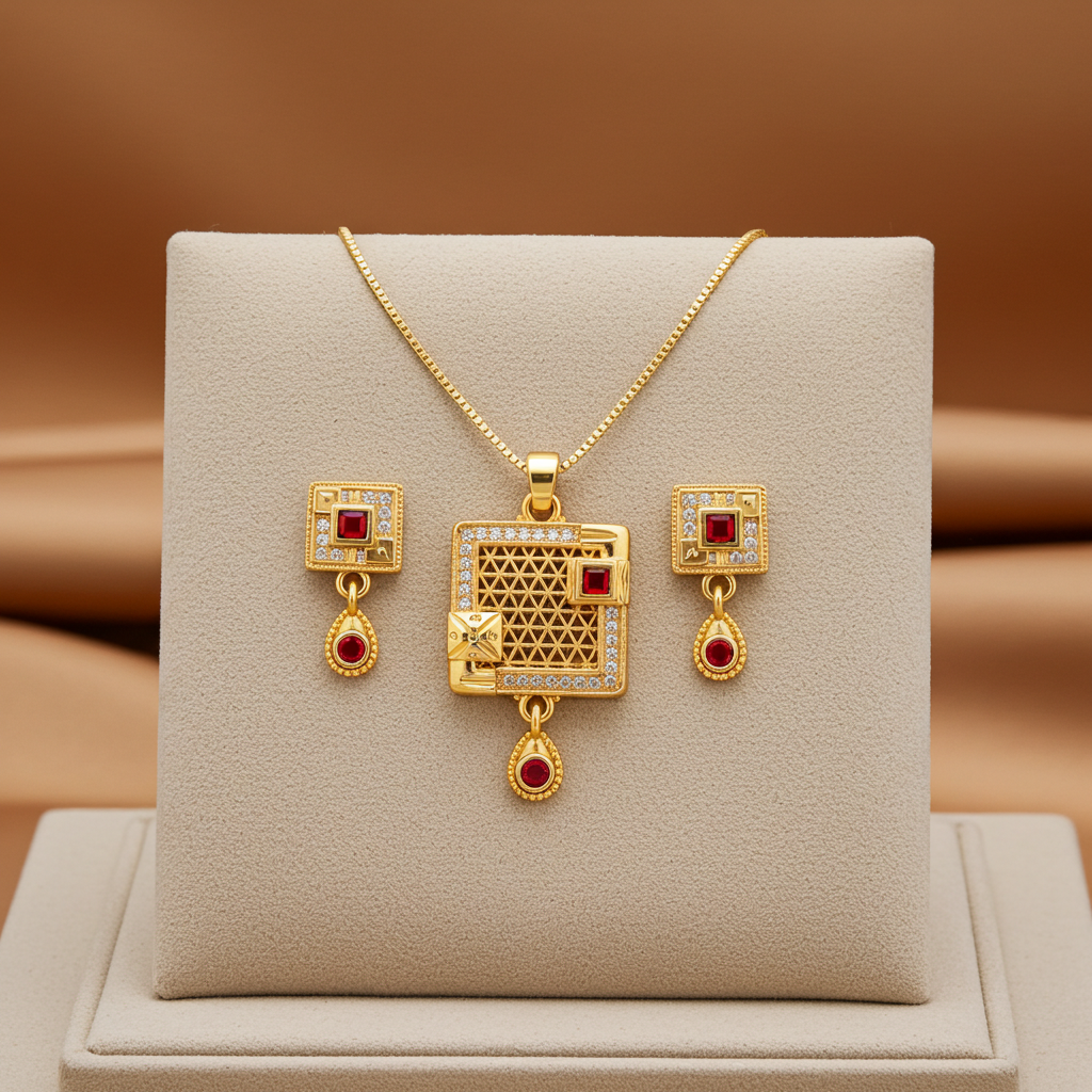 Ruby-Gold-Pendant-Set-–-Elegant-Design-_-Vishva-Fashion-edited_2 ruby gold pendant set with earrings
